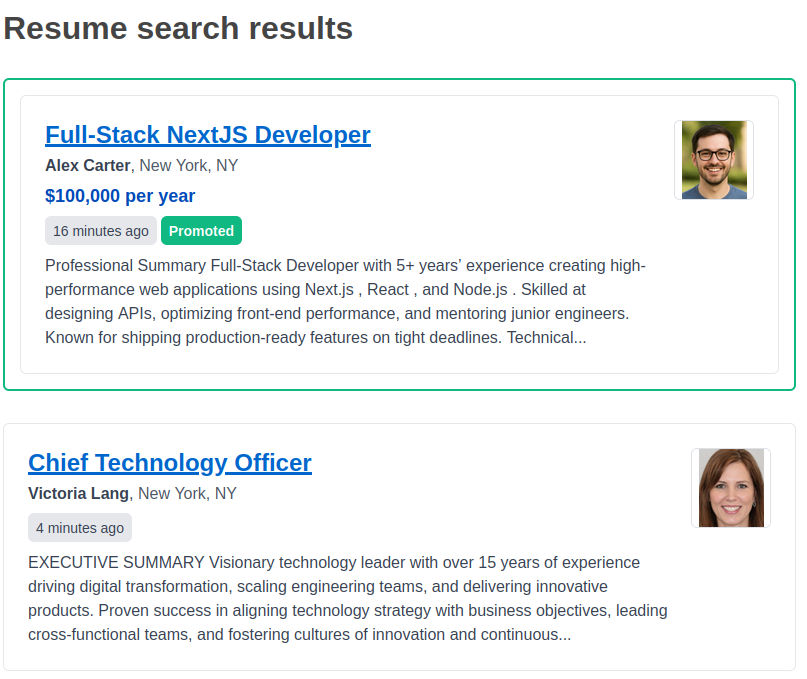 Promoted Resume in Search Results
