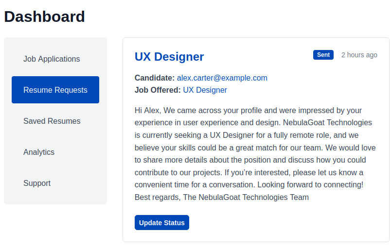 Resume Requests Dashboard