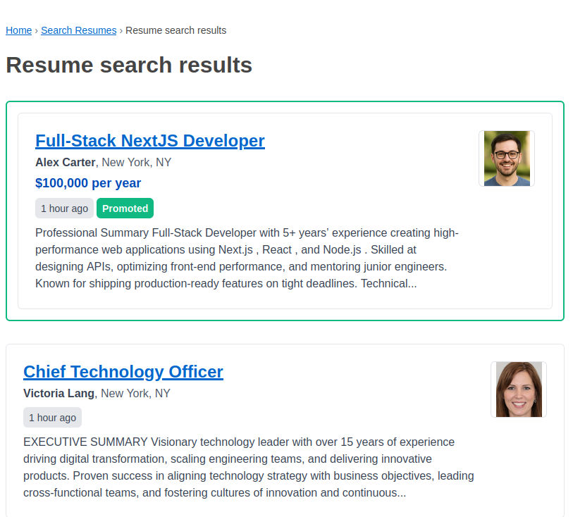 Resume Search Results